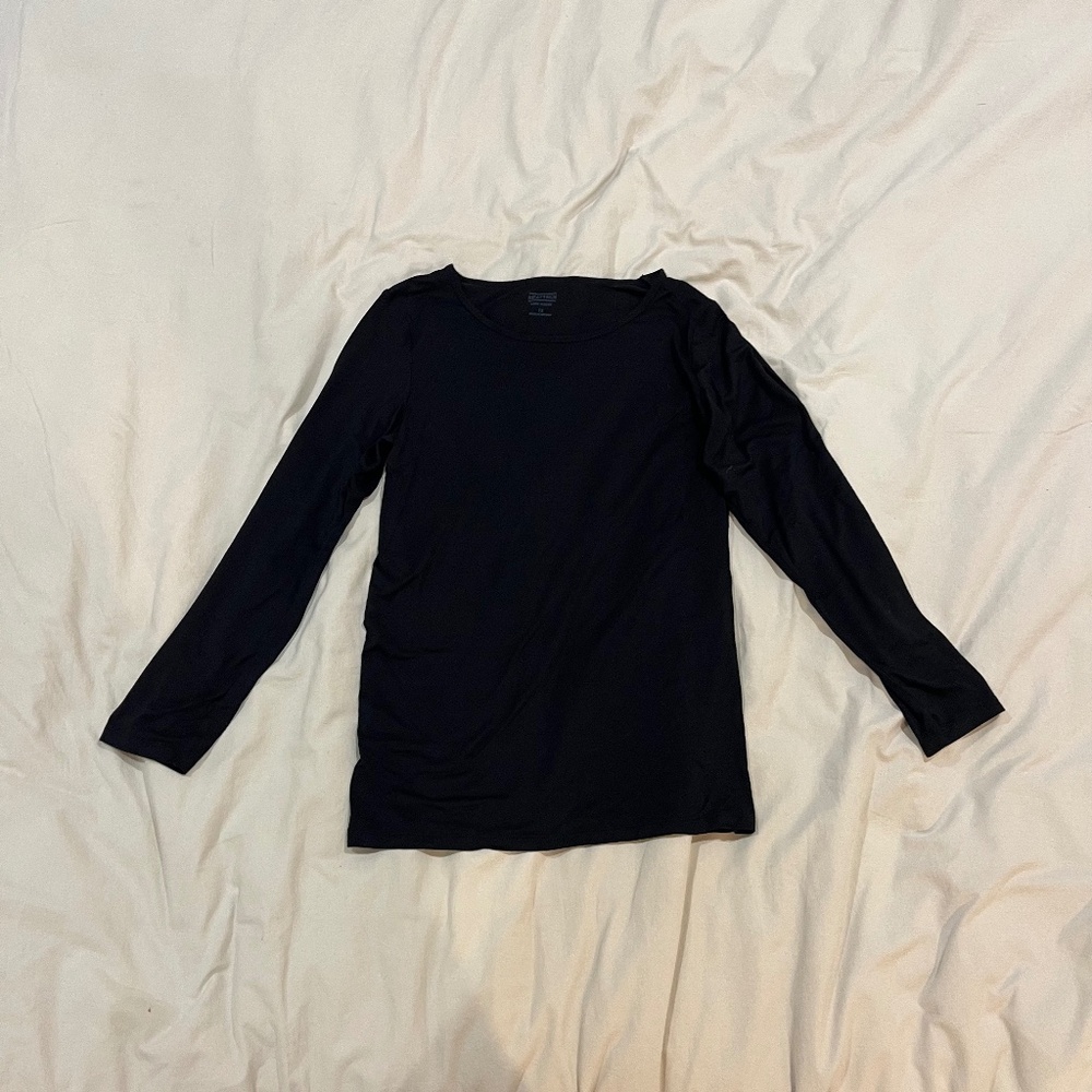Black Heattech scoop neck long sleeve 13 Y